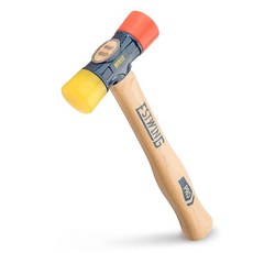Estwing - DFH-12 고무 망치 - 340.2g(12온스) 양면 망치 소프트/하드 팁 및 히코리 나무 손잡이 - 블랙 레드 옐로우, Estwing - DFH-12 고무 망치 - 340.2, 1개
