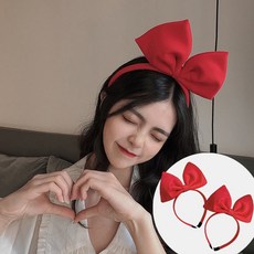 大蝴蝶結髮箍, 3個, 紅色的