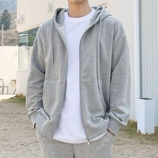 Zetta22 男款寬鬆版素色雙向拉鍊連帽外套 [1215]