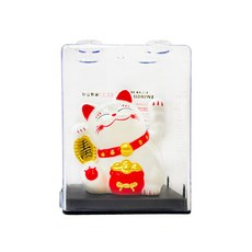 聚寶小舖 太陽能招財貓擺飾 元寶福袋造型 搖手貓 公仔 居家店面開運, 全新品-白色