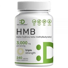 Ultra Strength HMB 보충제 1회 제공량당 3 000mg 240캡슐 | 타사 테스트 | 근육 성장 유지 및 마른 근육량 지원 | 빠른 운동 회복, Deal Supplement Ultra Strength, 1개