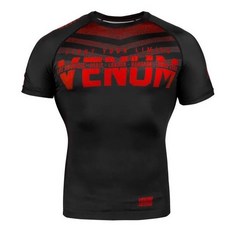 VENUM 防磨衣 壓縮衣 短袖上衣 運動 拳擊訓練 MMA 格鬥 搏擊 黑色 黑紅 L號