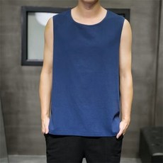 2025男裝無袖背心青少年棉麻上衣男士夏季新款親膚透氣吸汗坎肩