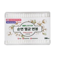 피지엘 순면 멸균면봉(100%순면 국내생산/ 향균99.9%) 200개입, 1개