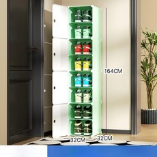 신발장 슬림 공간절약 현관용 틈새수납 슬림 분리 도어 선반 신발장, 1단, 그린 8단 20cm
