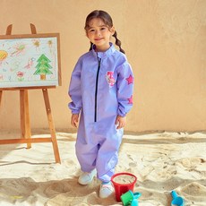 TaBLiER 兒童戶外幼兒美術全身圍裙美術全身圍裙全身美術圍裙幼兒防水衣童款潮間帶體驗衣, 薰衣草紫