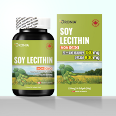 오로니아 대두 레시틴 인지질 포스파티딜콜린 1200mg, 90정, 1개