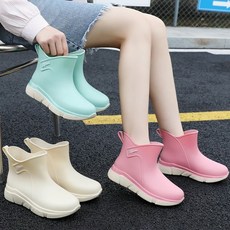 초경량 레인부츠 여성용 패션 미들부츠 말랑 젤리 방수 미끄럼 방지 주방 장화 숏 레인 부츠
