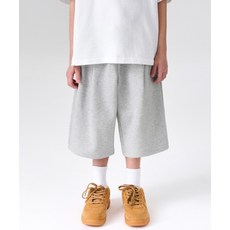 MUSINSA STANDARD KIDS 더블 니트 원 턱 버뮤다 스웨트 팬츠 [미디엄 그레이] 417078