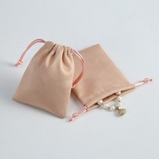 무지 핑크 벨벳 플란넬 스트링 파우치 이너백 주얼리 악세사리 더스트백