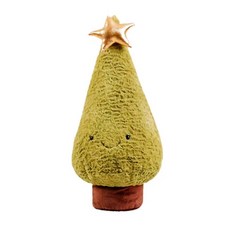 聖誕樹麋鹿造型毛絨小抱枕靠墊，可愛松樹公仔娃娃，聖誕節交換禮物首選, 小-微笑圓錐樹, Brown