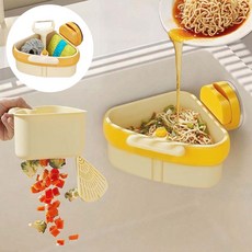 루베이 2in1 싱크대 정리 흡착식 필터 바구니 ABS재질 청소 편리한, 1개, 노란색