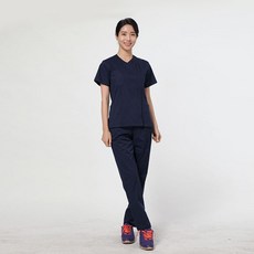 側拉鍊式彈性醫院服組 海軍藍