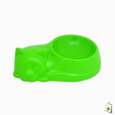 OS 잠자는고양이 1구 식기 그린 애완동물밥그릇 강아지그릇