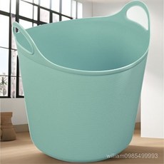 簡約大號加厚衣物收納桶，台灣熱銷洗衣籃，浴室臟衣收納筐，兒童泡澡桶，多功能收納神器, 簡約 /加厚.熟料PP材質,圓形塑料盆/直徑32厘米/北歐藍