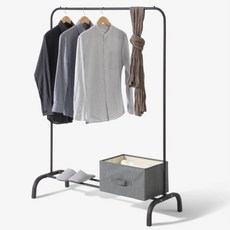 튼튼한 옷걸이 행거 철제 스탠드 옷걸이 행거 일자형 1단 2단, 리브리움 1단행거 블랙, 1단행거 블랙