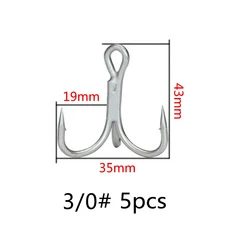 Balleo 5/10PCS 샤프 쿼드러플 강화 트리플 앵커 후크 트레블 3 낚시 4X 배 루어 포크 클로, 03 3-0