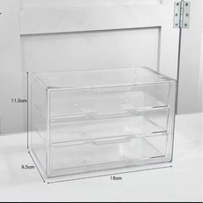透明多隔層收納盒 可疊加化妝品口紅文具小物隱形眼鏡收納盒, 1個, 三層抽屜