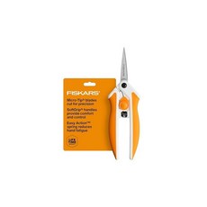Fiskars Easy Action 가위 8번 스프링 보조 및 소프트그립 구부러진 손잡이로 손의 피로를 줄여주며 깔끔한 탁상 절단을 위한 정밀 스테인리스 스틸 블레이드, Micro-Tip Stainless Steel Easy