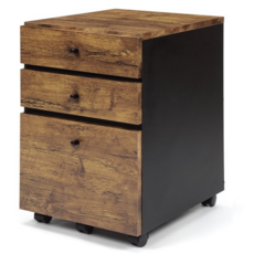 HomeMax 活動公文櫃 三層抽屜收納櫃, 復古木紋