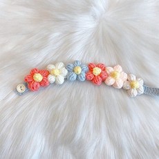 고양이 강아지 목걸이 꽃니트 목걸이 니트 꽃방울 프로필사진 반려묘 반려견 애완동물, XS(15-20cm), 복숭아
