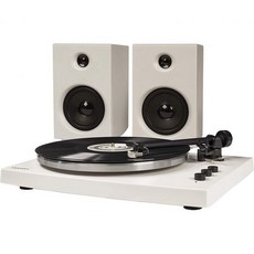 Crosley T150A-WH 가변 가중 톤암과 스테레오 스피커가 장착된 모던 2단 블루투스 턴테이블 시스템 화이트, T150A, White, 흰색