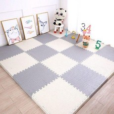 두꺼운 놀이매트 퍼즐매트 어린이 방 바닥매트 층간소음 방지, 1개, 화이트+그레이