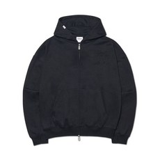 [노매뉴얼] OVERLAY LOGO HOODED ZIP-UP - BLACK