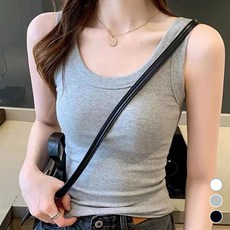 여성 슬림핏 기본 무지 민소매 여자 나시 티셔츠 이너 골지 여름 탱크탑 스판 끈나시 크롭