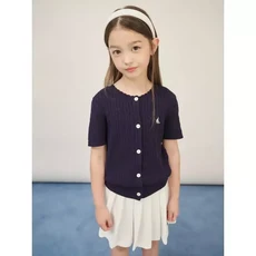 BEANPOLE KIDS Essential 여아 면 케이블 반소매 카디건 네이비 BI585AGE2R 1030044