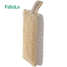 FaSoLa 雙面絲瓜絡木漿棉洗碗布, 白色, 1個, 1個