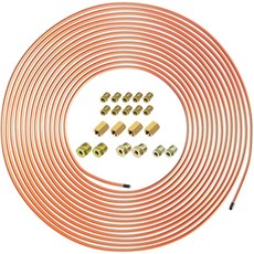 구리 코팅 브레이크 라인 316 스틸 튜빙 키트316인치 x 25FT 16개의 피팅 및 4개의 유니온 포함 3/16 inch, 범용