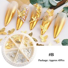 60 의 라이트 젬 DIY 투스 남녀용 가용 키트 주얼리, 접시형메탈나비-B