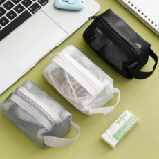 도장집 도장케이스 매쉬파우치 도장파우치 동전파우치 미니 사각 무지 메쉬 파우치백, 블랙