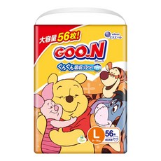 大王尿布 境內版 敏感肌 肌快適 GOON 日本原裝, 1個, 小維尼熊褲型-L號(56片x3)