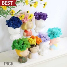 로넬리빙 만들기 공예 도자기 얼굴화분 모스세트 DIY 패키지 미니화분 키트, 5호