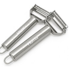 호믹스 오이 당근 무 감자 야채 채소 슬라이스 채칼, 2개, 실버