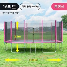 대형 트램폴린 방방이 점핑 야외 놀이터 안전망 점핑머신, 4.88m 핑크 (그물+사다리)