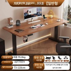 높이조절 책상 사무실 서재 컴퓨터책상 데스크 전동 리프팅 가정용 원목 모던 인테리어, 4)2단 싱글모터 호두 E0급 원목생태판