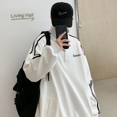 캐주얼 차이나 맨투맨 남성 봄가을 루즈핏 빅 사이즈 트레이닝 상의 하이웨이브 반 집업 코트 93번 WG Z