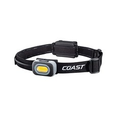 Coast RL10 560 루멘 듀얼 3개 미끄럼 방지 C.O.B 헤드램프 LED 컬러 플러드 가변 스팟 제어 및 포함 밴드 알카라인 파워 빔 AAA 조명, Coast RL10 560 루멘 듀얼 컬러 LED 헤드