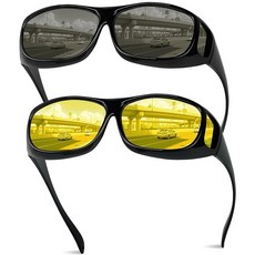 ECLATIS Chiccool 야간 운전 안경 남성 여성 눈부심 방지 편광 투시경 랩 어라운드 HD 옐로우 렌즈 1팩 1개입 291567, 옐로우 & 블랙, 블랙