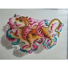 皮影 踏雲神虎 傳統手工藝 牛皮雕刻 手工上色 新中式, 如圖所示, 1個