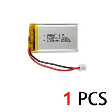 3.7V 1000mAh 리포 충전식 배터리 603048 JST 2.0mm 2핀 플러그 MP3 GPS DVD 블루투스 레코더 헤드셋 전자책 카메라용, 1)1PCS