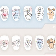 莉可兔 穿戴甲 指甲貼 短方圓 透白, 1個, XS