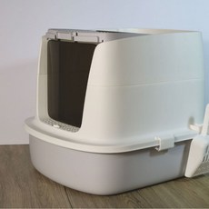 全封閉折疊雙開門防臭防外濺貓砂盆, 1個, 灰色