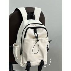 揹包女2024新款雙肩包女大學生徒步登山包百搭高顏值書包初中女生, 米白色【特材面料 加厚加固】