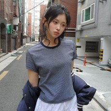 코드그라피 우먼 미니 반소매 티셔츠-다크 네이비 342721