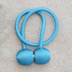 하루네 커텐 끈 마그네틱 자석 장식 걸이 커튼정리 집게 후사고리 (1+1) 46cm, 블루  (1+1), 1개