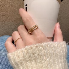 더모잇 여성 데일리 레이어드 반지 2종세트 오픈링